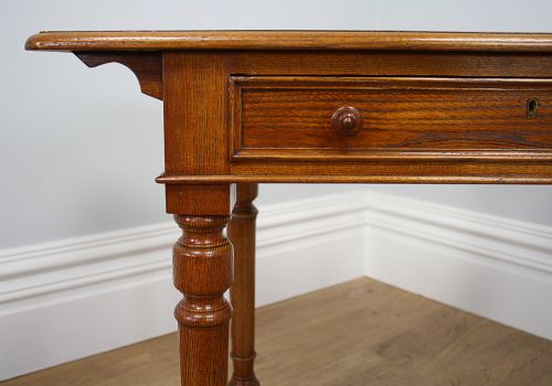 fig 8. Victorian 3ft Oak & Leather Library Writing Side Table (Circa 1870 - 1890)