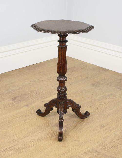 fig 1. Small Victorian Carved Oak Tripod Wine Table (Circa 1880)