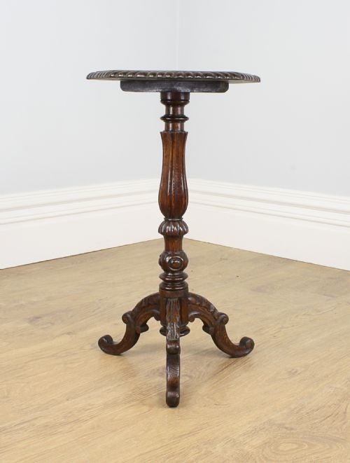 fig 2. Small Victorian Carved Oak Tripod Wine Table (Circa 1880)