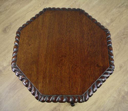 fig 3. Small Victorian Carved Oak Tripod Wine Table (Circa 1880)