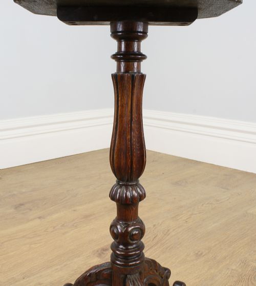 fig 6. Small Victorian Carved Oak Tripod Wine Table (Circa 1880)