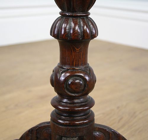 fig 7. Small Victorian Carved Oak Tripod Wine Table (Circa 1880)