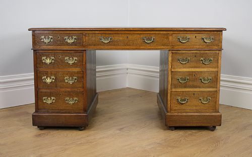 fig 1. Victorian Oak & Leather Pedestal Desk (Circa 1880)