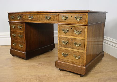 fig 2. Victorian Oak & Leather Pedestal Desk (Circa 1880)