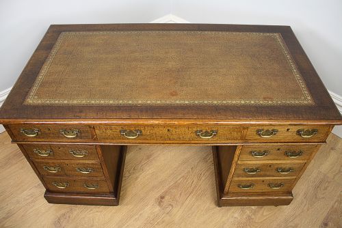 fig 7. Victorian Oak & Leather Pedestal Desk (Circa 1880)