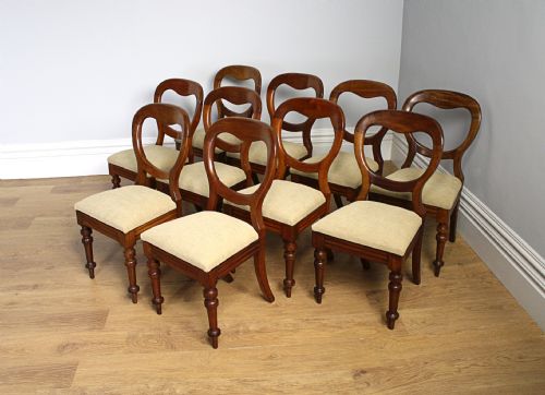 fig 2. 10 Victorian Mahogany Balloon Back Dining Chairs (Circa 1860 - 1880)