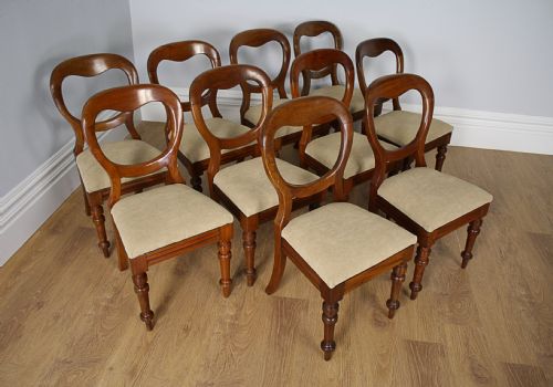 fig 3. 10 Victorian Mahogany Balloon Back Dining Chairs (Circa 1860 - 1880)