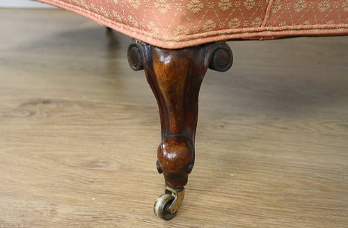 fig 7. Small Victorian Walnut Button Upholstered Chaise Longue (Circa 1860 - 1880)