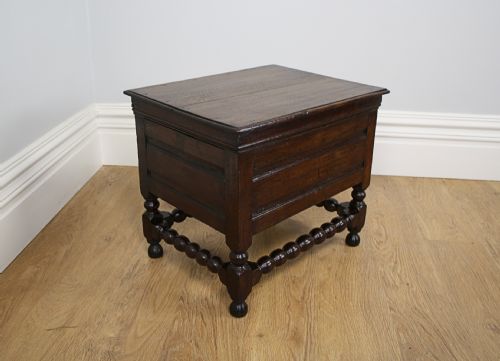 fig 1. Rare Charles II Oak Close Box Stool (Circa 1660)
