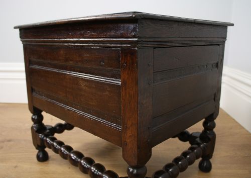 fig 3. Rare Charles II Oak Close Box Stool (Circa 1660)