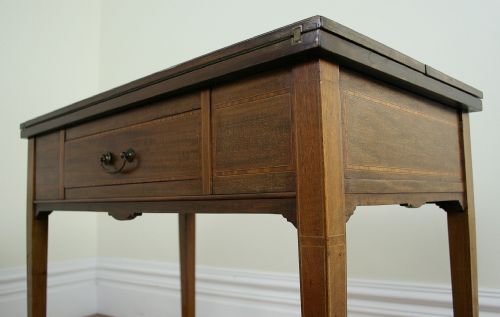 fig 5. Antique Edwardian Mahogany Fold-Over Card & Chess Games Table (Circa 1900)