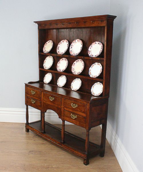 fig 1. Welsh George III Oak Pot Board Dresser Base & Rack (Circa 1780)