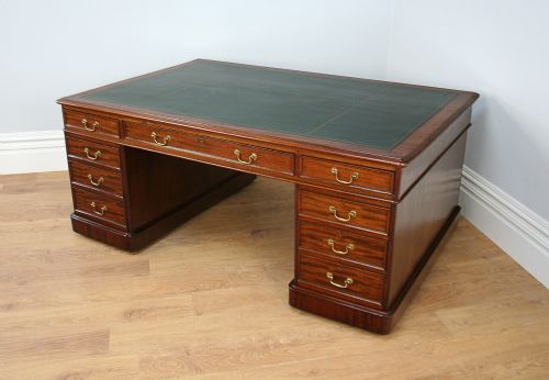 Large Victorian 6ft Mahogany Leather Partners Pedestal Desk (Circa 1860)