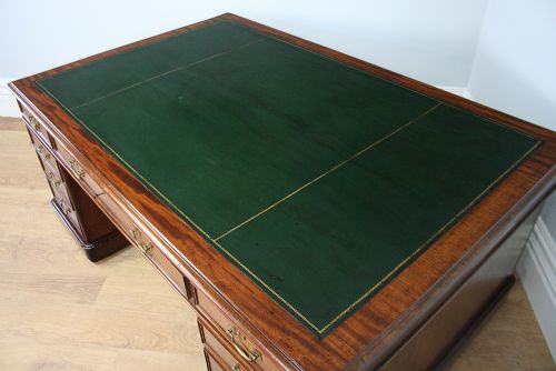 fig 3. Large Victorian 6ft Mahogany Leather Partners Pedestal Desk (Circa 1860)