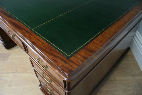 fig 4. Large Victorian 6ft Mahogany Leather Partners Pedestal Desk (Circa 1860)