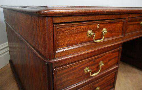 fig 8. Large Victorian 6ft Mahogany Leather Partners Pedestal Desk (Circa 1860)