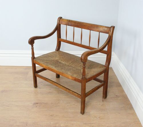 French Cherry Provincial Rush Seated Couch (Circa 1880)