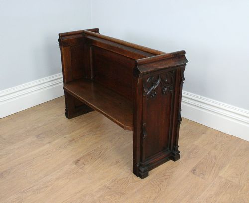 Victorian Gothic Carved Oak Pew (Circa 1860 - 1880)
