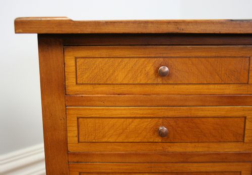 fig 6. Pair of French Neo Classical Cherry Wood Inlaid Parquetry Bedside Cabinets (Circa 1900)