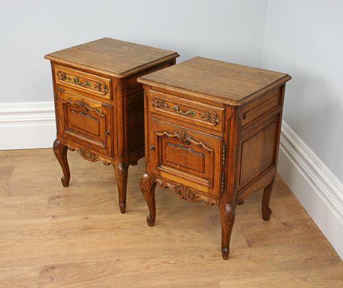 Pair of French Louis Xv1 Revival Oak Bedside Cabinets (Circa 1900 - 1920)