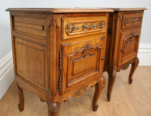 fig 5. Pair of French Louis XV1 Revival Oak Bedside Cabinets (Circa 1900 - 1920)