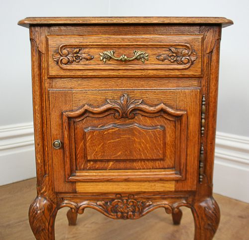fig 6. Pair of French Louis XV1 Revival Oak Bedside Cabinets (Circa 1900 - 1920)