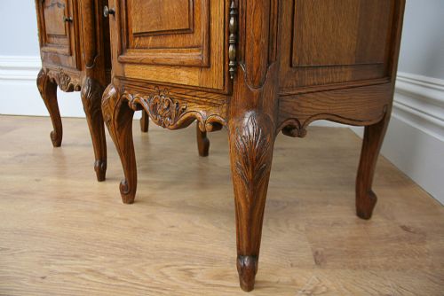 fig 7. Pair of French Louis XV1 Revival Oak Bedside Cabinets (Circa 1900 - 1920)