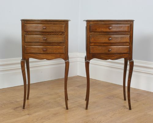 Pair of French Louis Xv1 Revival Chestnut Bedside Cabinets (Circa 1920)
