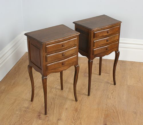 fig 1. Pair of French Louis XV1 Revival Chestnut Bedside Cabinets (Circa 1920)