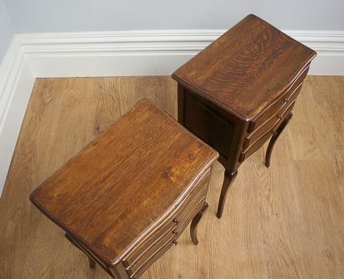 fig 2. Pair of French Louis XV1 Revival Chestnut Bedside Cabinets (Circa 1920)