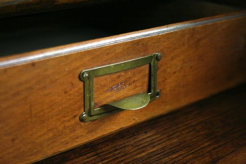 fig 8. 4ft 2” Victorian Oak Roll Top Pedestal Desk (Circa 1880 - 1900)
