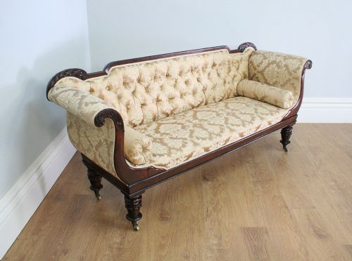 fig 2. William IV Scroll End Mahogany Settee Couch (Circa 1830 - 1840)