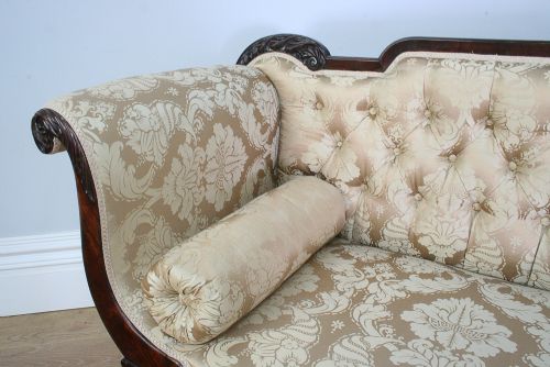 fig 3. William IV Scroll End Mahogany Settee Couch (Circa 1830 - 1840)