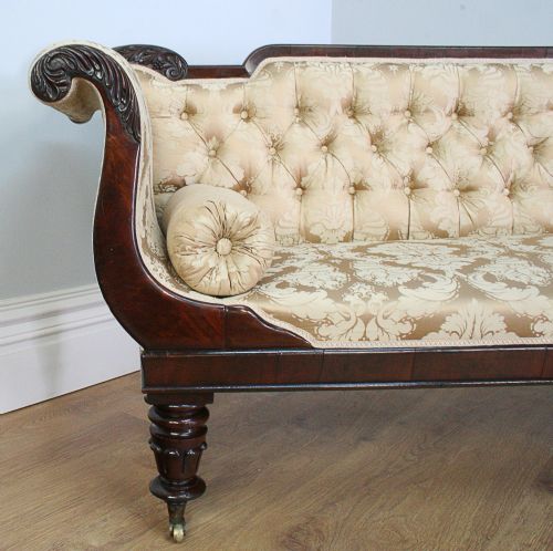 fig 7. William IV Scroll End Mahogany Settee Couch (Circa 1830 - 1840)