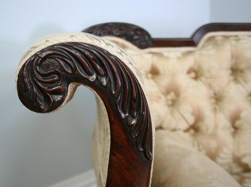 fig 8. William IV Scroll End Mahogany Settee Couch (Circa 1830 - 1840)