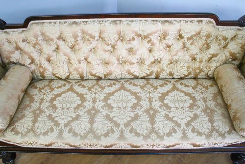 fig 6. William IV Scroll End Mahogany Settee Couch (Circa 1830 - 1840)