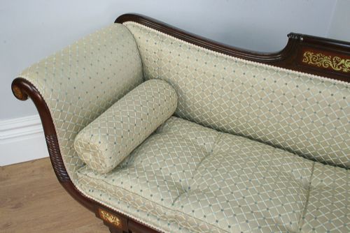 fig 2. Regency Brass Inlaid Double Scroll End Mahogany Couch (Circa 1810 - 1830)