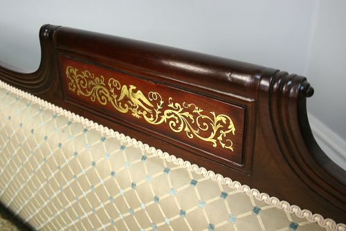 fig 3. Regency Brass Inlaid Double Scroll End Mahogany Couch (Circa 1810 - 1830)