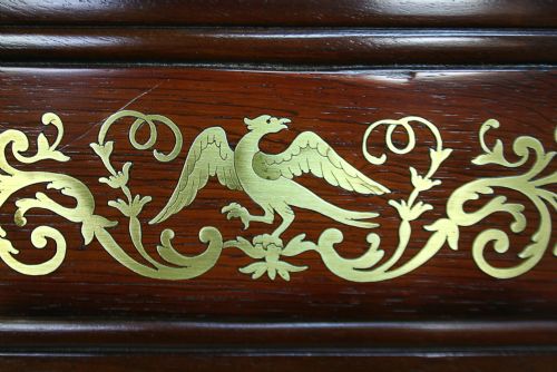 fig 4. Regency Brass Inlaid Double Scroll End Mahogany Couch (Circa 1810 - 1830)