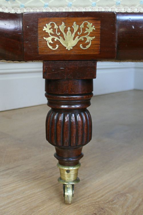 fig 7. Regency Brass Inlaid Double Scroll End Mahogany Couch (Circa 1810 - 1830)