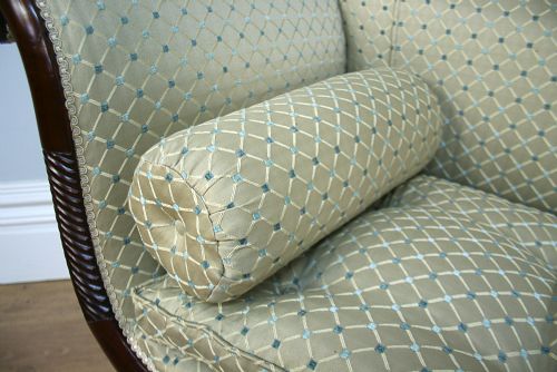 fig 8. Regency Brass Inlaid Double Scroll End Mahogany Couch (Circa 1810 - 1830)