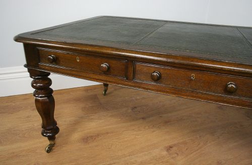 fig 7. Large 6ft Victorian Oak Library Table (Circa 1850)