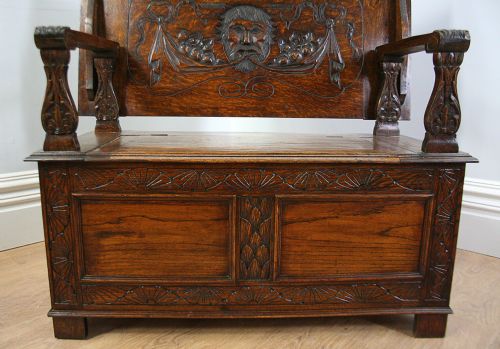 fig 3. Victorian Oak Monks Bench Settle (Circa 1880)