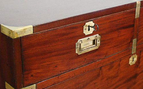 fig 2. Colonial Mahogany & Brass Military Campaign Chest of Drawers (Circa 1830 - 1850)