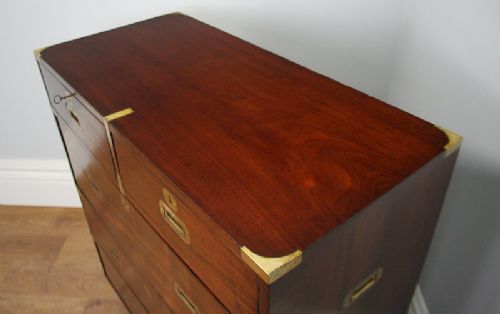 fig 5. Colonial Mahogany & Brass Military Campaign Chest of Drawers (Circa 1830 - 1850)