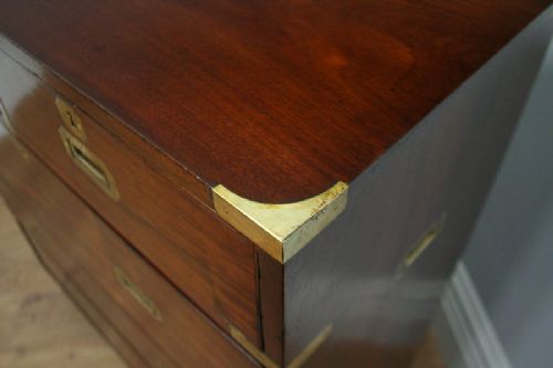 fig 6. Colonial Mahogany & Brass Military Campaign Chest of Drawers (Circa 1830 - 1850)