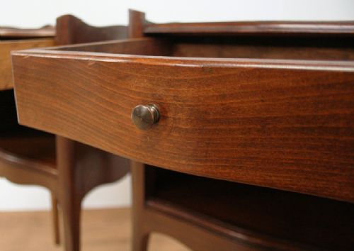 fig 4. Pair of French Louis XV1 Revival Chestnut Serpentine Shaped Bedside Cabinets (Circa 1920)