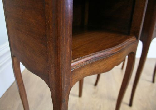 fig 5. Pair of French Louis XV1 Revival Chestnut Serpentine Shaped Bedside Cabinets (Circa 1920)
