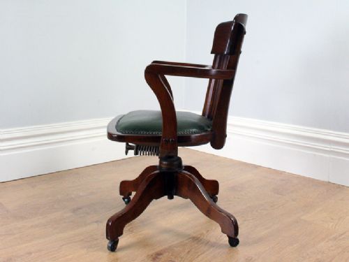 fig 2. Edwardian Mahogany Revolving Leather Office Armchair (Circa 1910 - 1920)