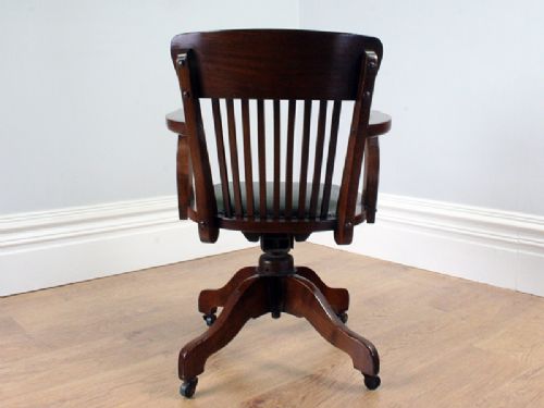 fig 3. Edwardian Mahogany Revolving Leather Office Armchair (Circa 1910 - 1920)